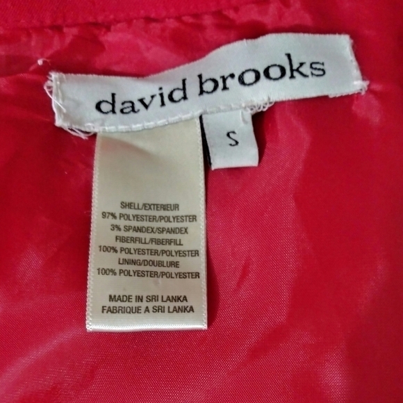 David Brooks Red Quilted Faux Suede Point Collar Long Sleeve Button Up Jacket - Picture 7 of 8